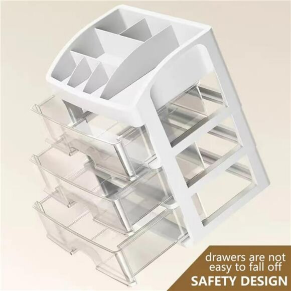 Makeup Organizer Storage Box with 3 Drawers Vanity Cosmetic Jewelry Holder - Picture 4 of 7